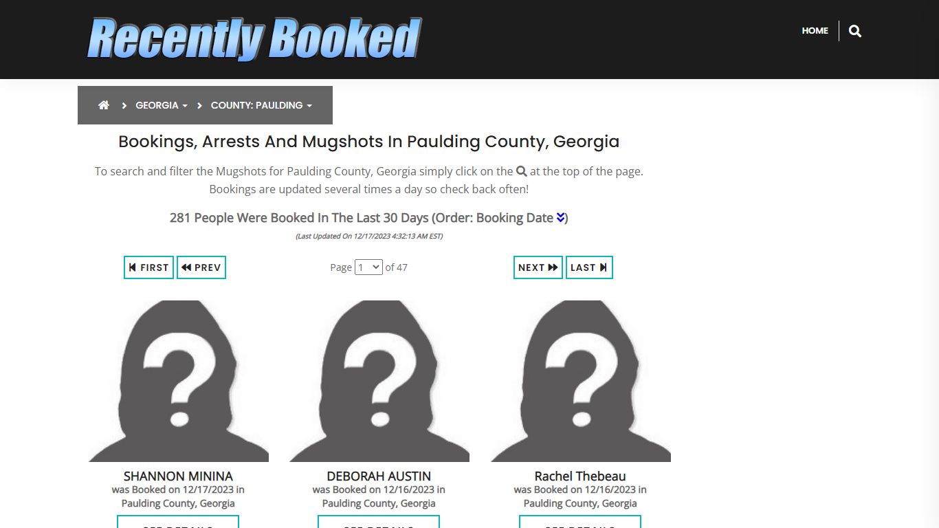 Bookings, Arrests and Mugshots in Paulding County, Georgia