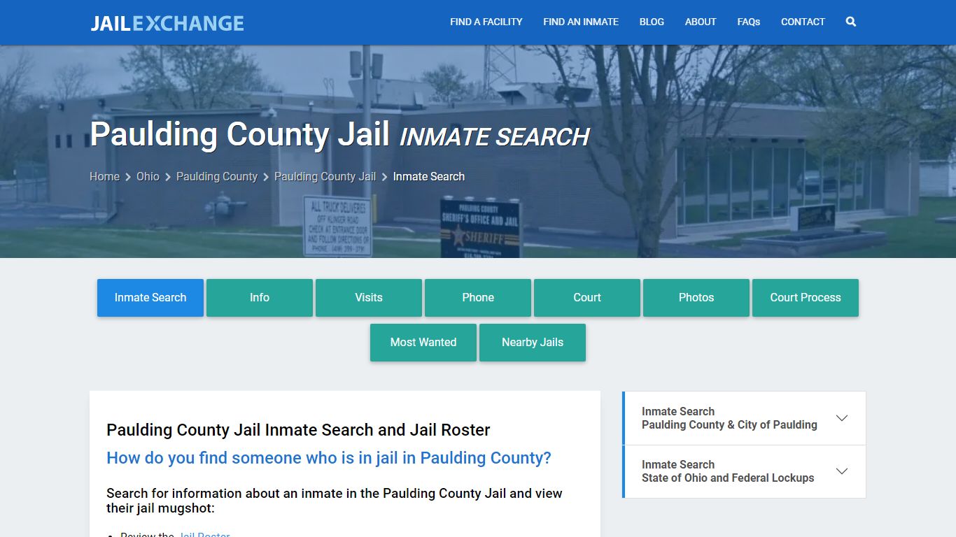 Inmate Search: Roster & Mugshots - Paulding County Jail, OH