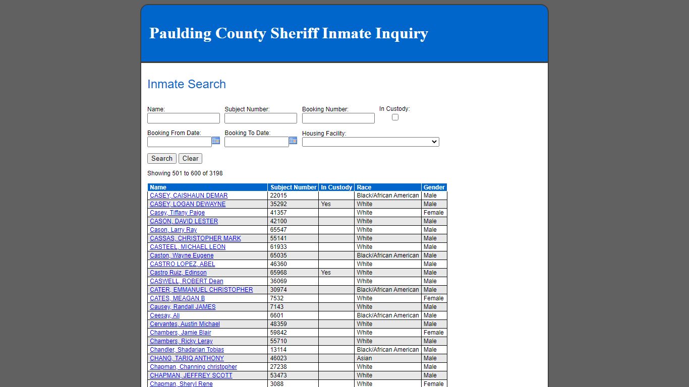 Inmate Search - Paulding County Sheriff Inmate Inquiry